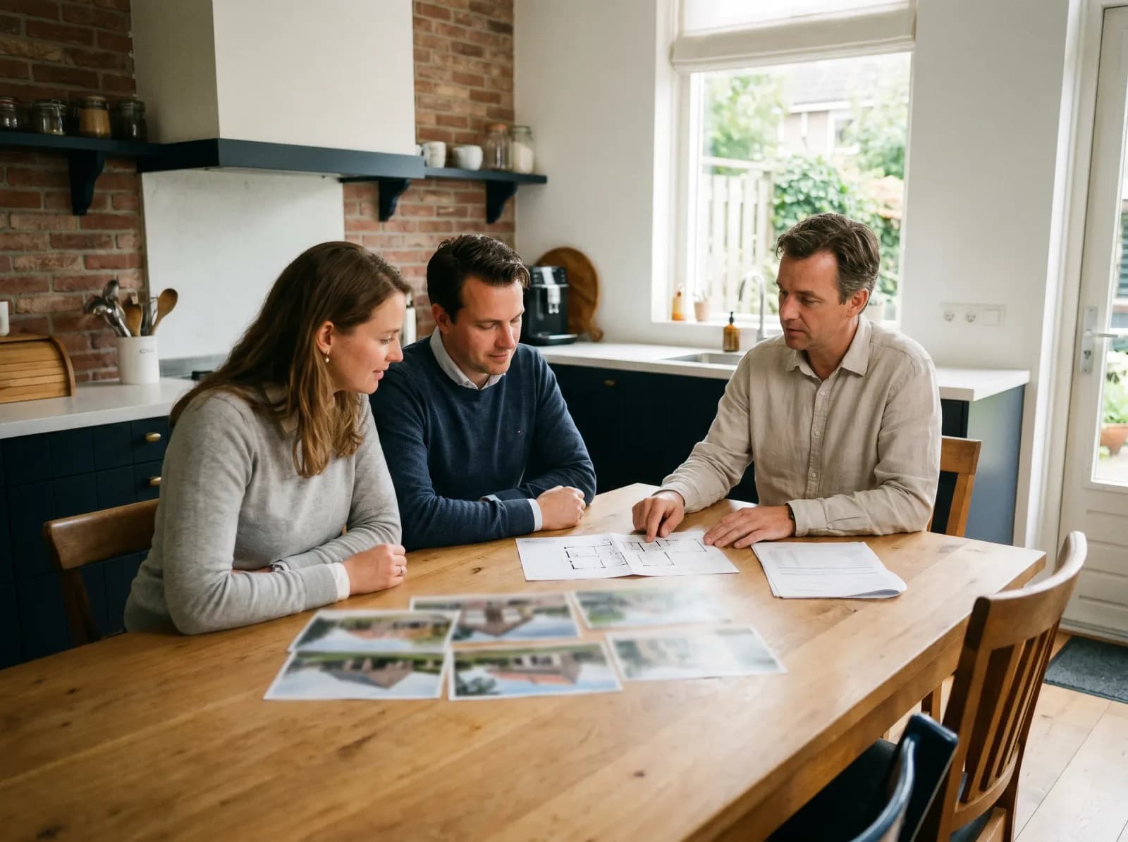 Adviesgesprek over structuur en voorbereiding van een bouwplan.