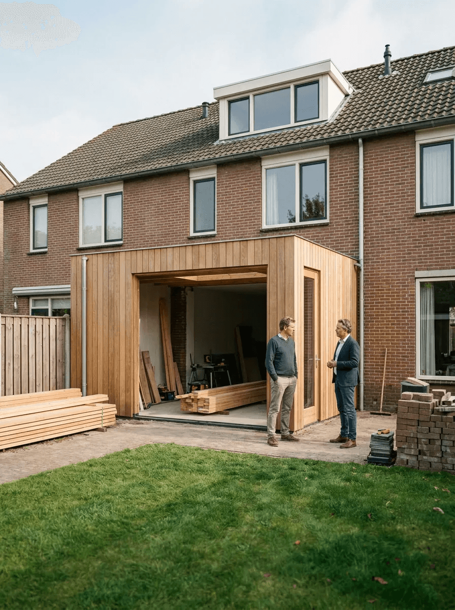 Rustig overleg bij een verbouwing voordat een aannemer wordt gekozen