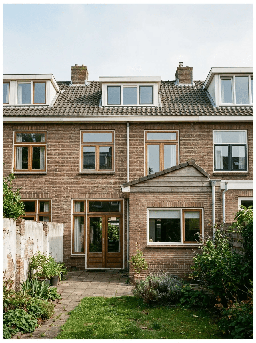 Nederlandse woning met herkenbare bouwmogelijkheden aan tuinzijde