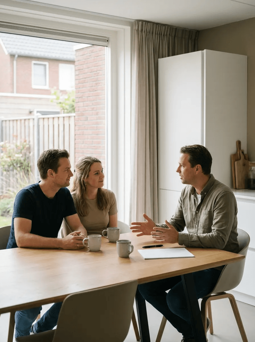 Rustig gesprek aan huis over bouwbudget en financiering