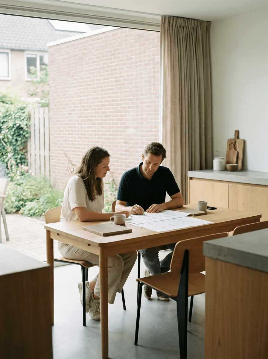 Rustig gesprek aan huis over een verbouwplan